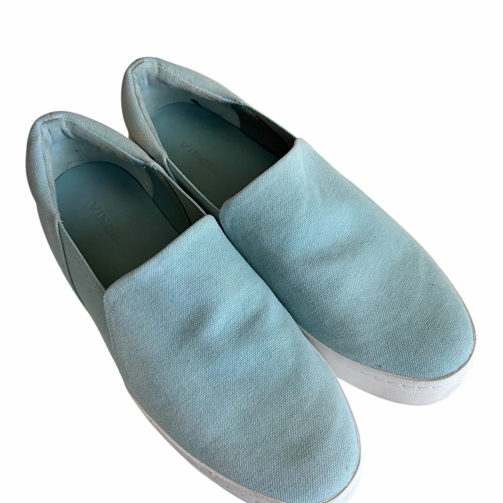 Vince Light Blue Slip-On sneakers Featurlng a thick white rubber, textile upper‎